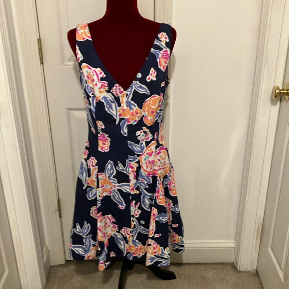Orange Sleeveless V-Neck A-Line Mini Dress Lilly Pultizer